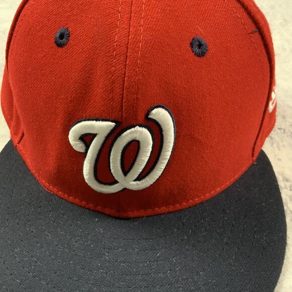 New Era Washington Nationals Hat Mens 7 3/8 Red On-Field Fitted Cap MLB - Picture 2 of 8